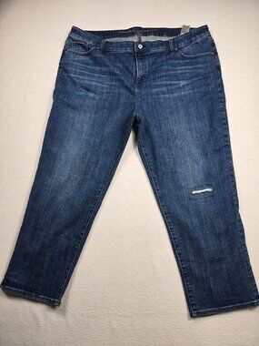 Chicos So Slimming Girlfriend Slim Leg Crop Jeans Size 4 20 Blue Denim